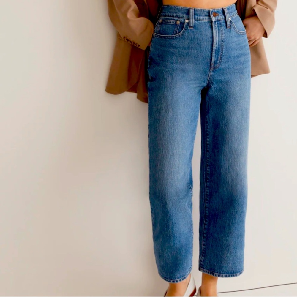Madewell The perfect wide leg jean raw hem cropped